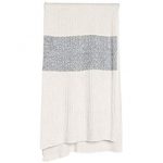 Barefoot Dreams BCL Ribbed Throw with Heathered Stripe Stone-Heathered Stone /Graphite